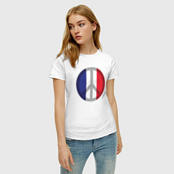 Футболка хлопковая женская Peace France, цвет: белый — фото 2