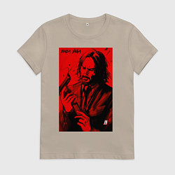 Футболка хлопковая женская John Wick Baba Yaga art, цвет: миндальный