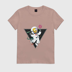 Футболка хлопковая женская Гомер в космосе, цвет: пыльно-розовый