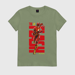 Футболка хлопковая женская Флэш Барри Аллен, цвет: авокадо