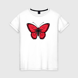 Футболка хлопковая женская Албания бабочка, цвет: белый