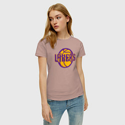 Футболка хлопковая женская Lakers ball, цвет: пыльно-розовый — фото 2