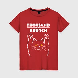 Футболка хлопковая женская Thousand Foot Krutch rock cat, цвет: красный