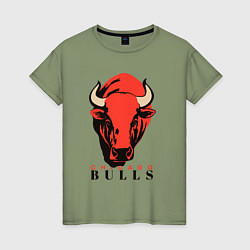 Футболка хлопковая женская Chicago bull, цвет: авокадо