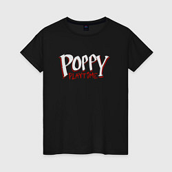 Футболка хлопковая женская Poppy Playtime лого, цвет: черный