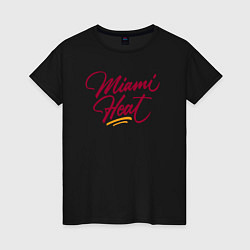 Футболка хлопковая женская Miami Heat fan, цвет: черный