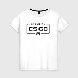 Футболка хлопковая женская Counter Strike gaming champion: рамка с лого и джо, цвет: белый
