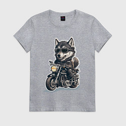 Футболка хлопковая женская Волчья сила на двух колесах, цвет: меланж