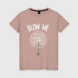 Футболка хлопковая женская Blow me!, цвет: пыльно-розовый