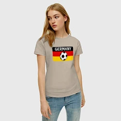 Футболка хлопковая женская Football Germany, цвет: миндальный — фото 2