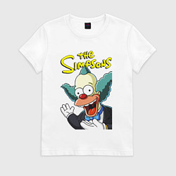 Футболка хлопковая женская Krusty the clown, цвет: белый