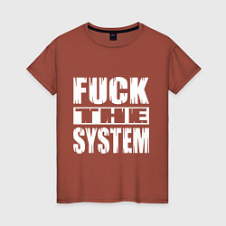 Футболка хлопковая женская SoD - f**k the system, цвет: кирпичный