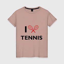 Футболка хлопковая женская I Love Tennis, цвет: пыльно-розовый