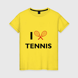 Футболка хлопковая женская I Love Tennis, цвет: желтый