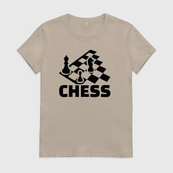 Футболка хлопковая женская Chess game, цвет: миндальный