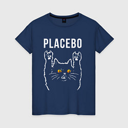 Футболка хлопковая женская Placebo rock cat, цвет: тёмно-синий