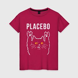Футболка хлопковая женская Placebo rock cat, цвет: маджента