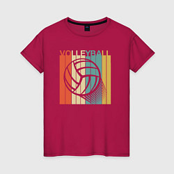 Футболка хлопковая женская Волейбольный стиль, цвет: маджента