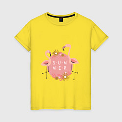 Женская футболка Два розовых фламинго