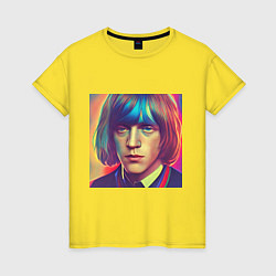 Футболка хлопковая женская Brian Jones Glitch Art, цвет: желтый