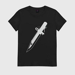 Футболка хлопковая женская Super knife, цвет: черный
