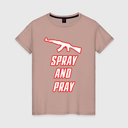 Футболка хлопковая женская Spray and play, цвет: пыльно-розовый