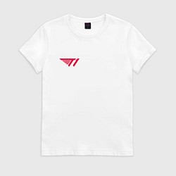 Футболка хлопковая женская T1 red, цвет: белый