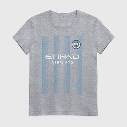 Футболка хлопковая женская Эрлинг Холанд Манчестер Сити форма 2324, цвет: меланж