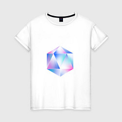Футболка хлопковая женская Glass hexagon, цвет: белый