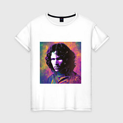 Футболка хлопковая женская Jim Morrison few color digital Art, цвет: белый