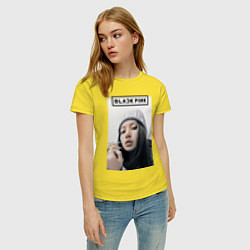 Футболка хлопковая женская Джису блэкпинк, цвет: желтый — фото 2
