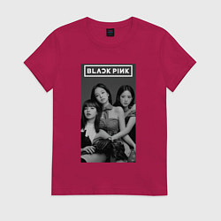 Футболка хлопковая женская Blackpink black and white, цвет: маджента