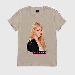 Футболка хлопковая женская Blackpink Rose music, цвет: миндальный