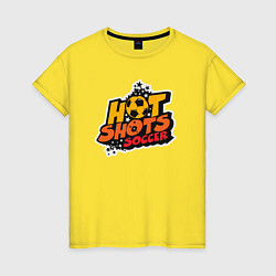 Футболка хлопковая женская Hot shots soccer, цвет: желтый