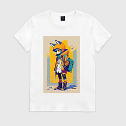 Футболка хлопковая женская Fox cub - urban style - neural network, цвет: белый