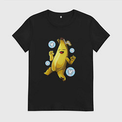 Футболка хлопковая женская Банан с В-баксами Фортнайт, цвет: черный