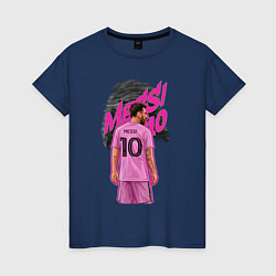 Футболка хлопковая женская Лионель Месси Интер Майами 10, цвет: тёмно-синий