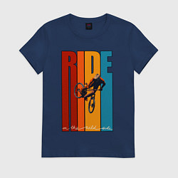 Футболка хлопковая женская MTB - ride, цвет: тёмно-синий