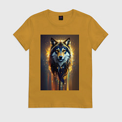 Футболка хлопковая женская Волк Акела, цвет: горчичный