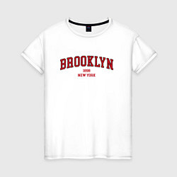 Футболка хлопковая женская Brooklyn New York, цвет: белый