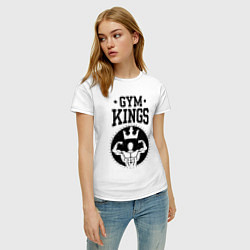 Футболка хлопковая женская Gym kings, цвет: белый — фото 2