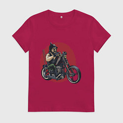 Футболка хлопковая женская Biker red sun, цвет: маджента