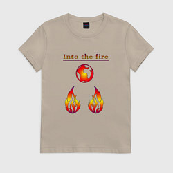 Футболка хлопковая женская Into the fire again, цвет: миндальный