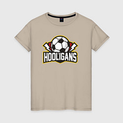 Футболка хлопковая женская Hooligans, цвет: миндальный