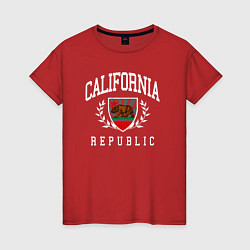 Футболка хлопковая женская Cali republic, цвет: красный