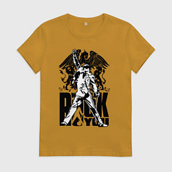 Футболка хлопковая женская Queen rock you, цвет: горчичный