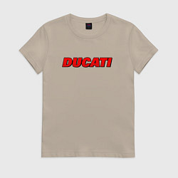 Футболка хлопковая женская Ducati - красный градиент, цвет: миндальный