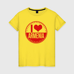 Футболка хлопковая женская Love Armenia, цвет: желтый