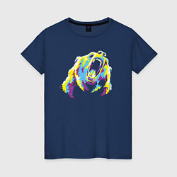 Футболка хлопковая женская Медведь WPAP, цвет: тёмно-синий