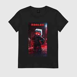 Футболка хлопковая женская Roblox red style, цвет: черный